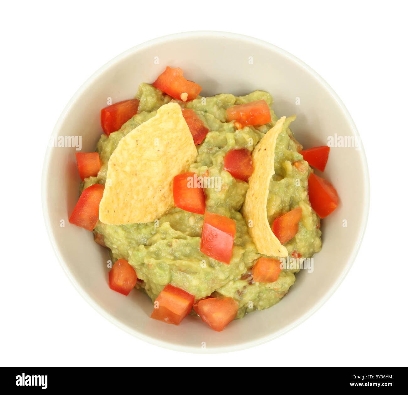 Guacamole dip with tortilla chips Stock Photo