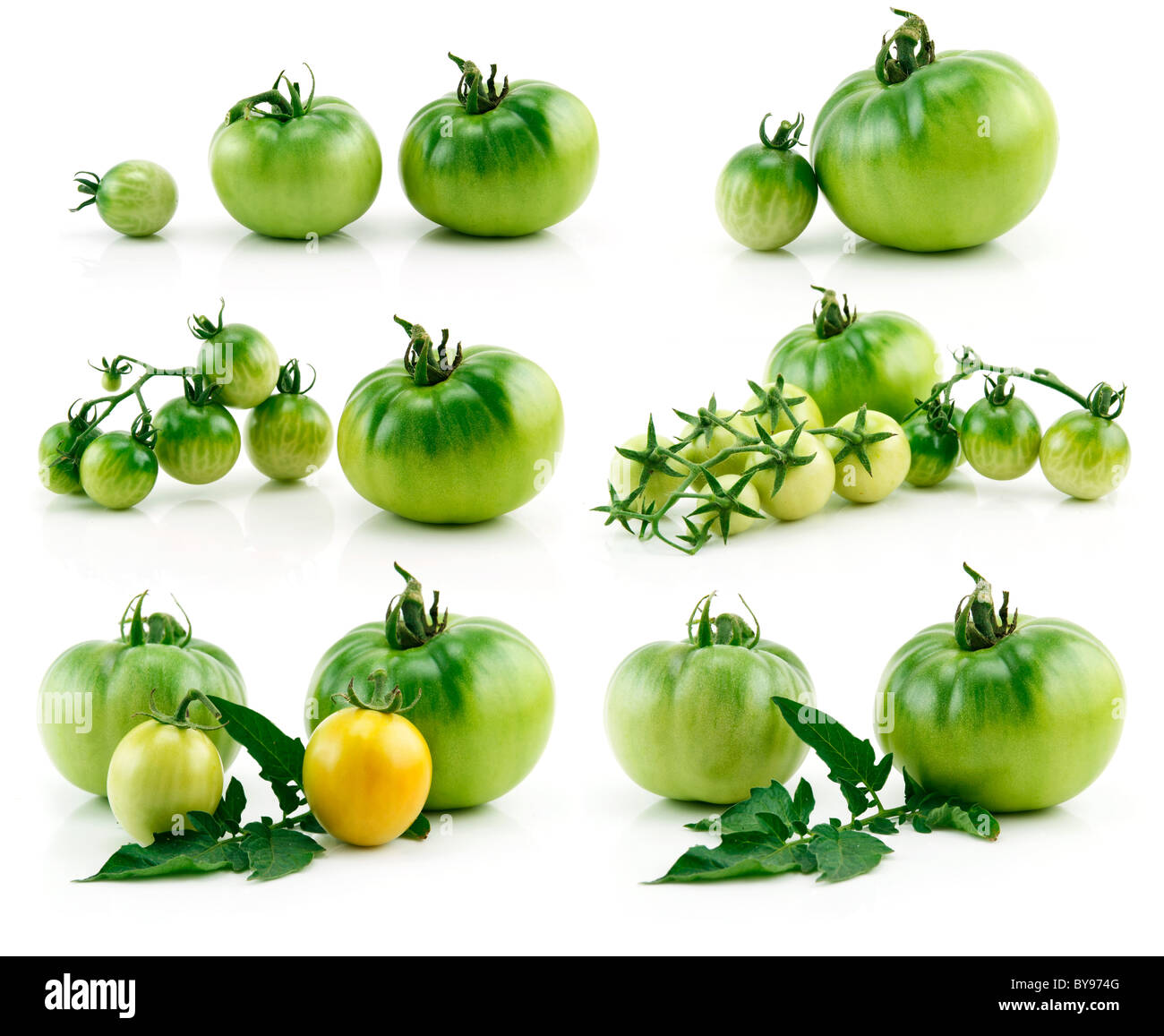 Set of Ripe Yellow and Green Tomatoes Isolated on White Stock Photo - Alamy