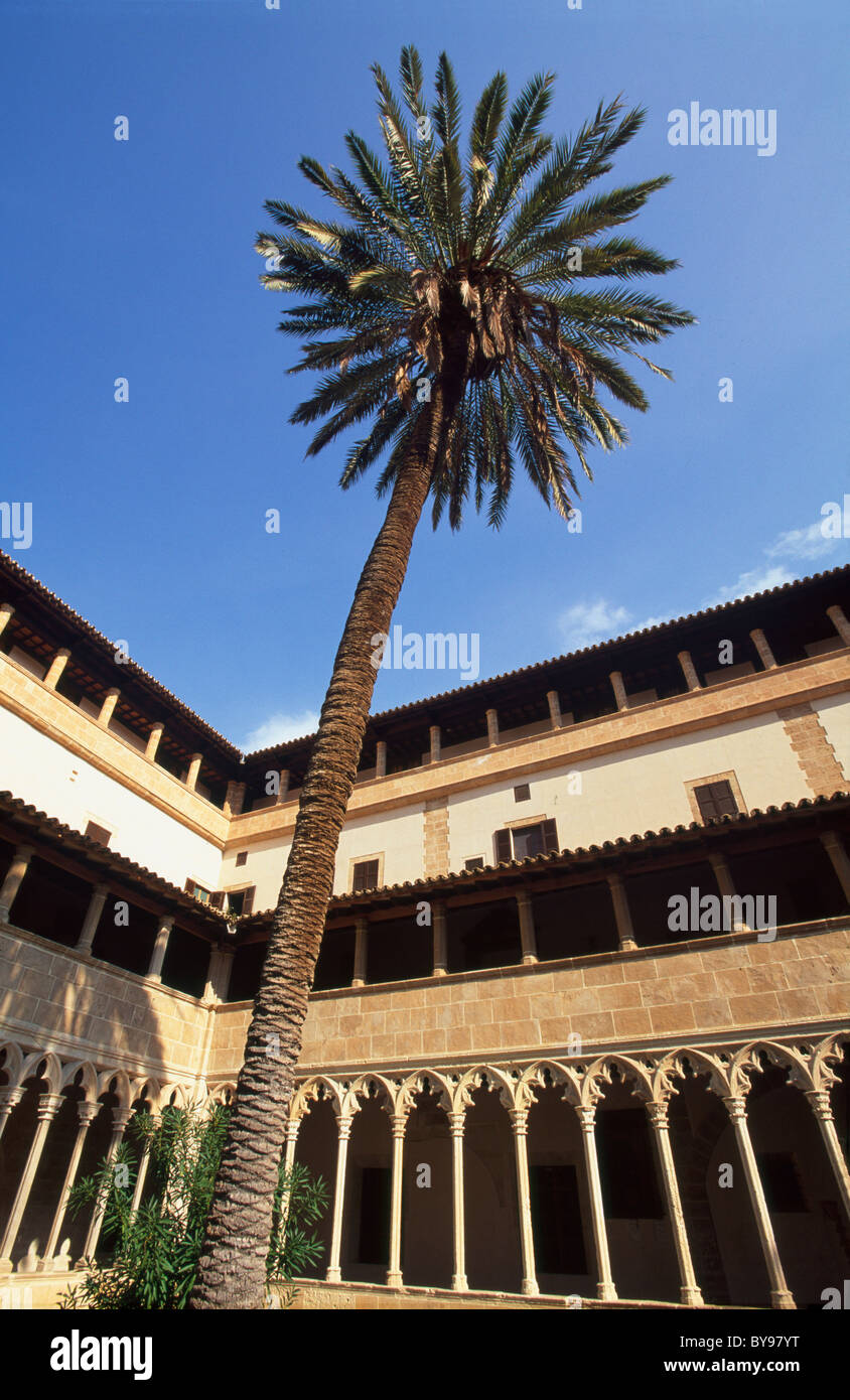 Gothic Cloister in Monastery Francesc in Palma de Mallorca , Mallorca, Spain Stock Photo