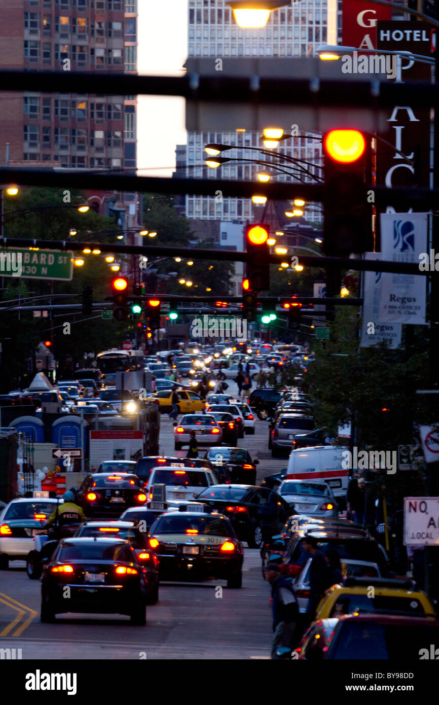 rush hour on Wabash Ave.Chicago, Illinois, USA Stock Photo