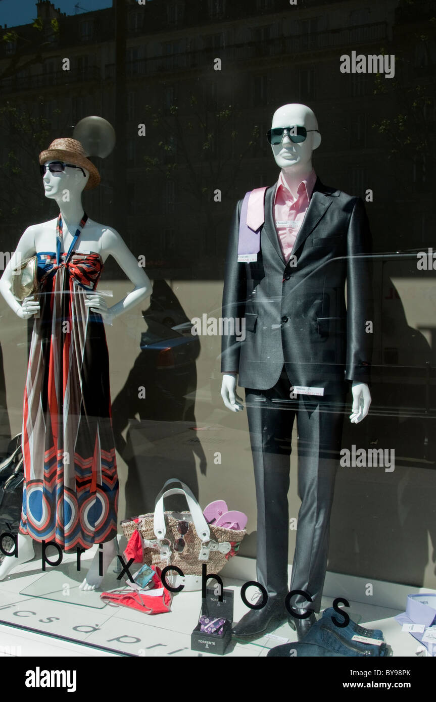 Paris, France, Mannequins on display in Fashion Store Front Window