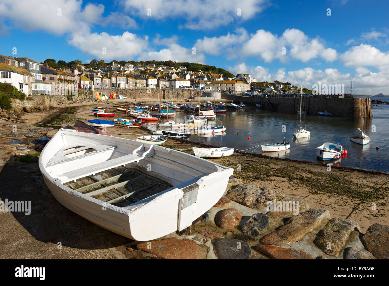 The quaint picturesque Cornish Harbour of Mousehole Stock Photo