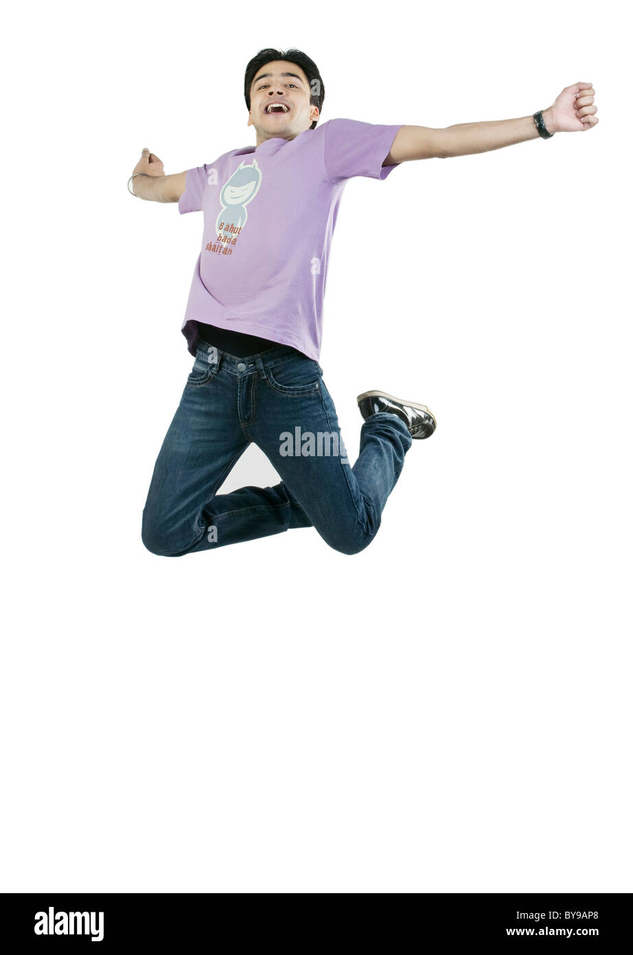 Man jumping in the air Stock Photo