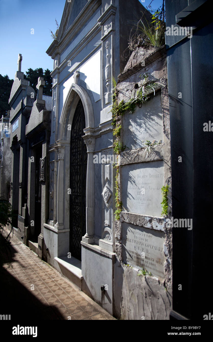 La Recoleta cemetery in the upper class neighrbohood of La Recoleta in Buenos Aires, Argentina. Eva Peron lies here. Stock Photo