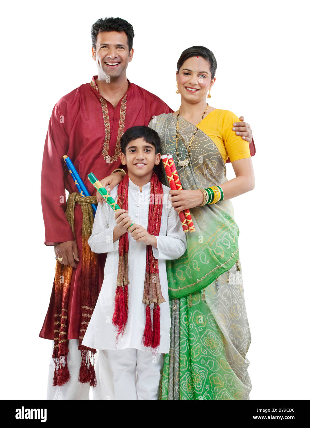 Portrait of a Gujarati family Stock Photo