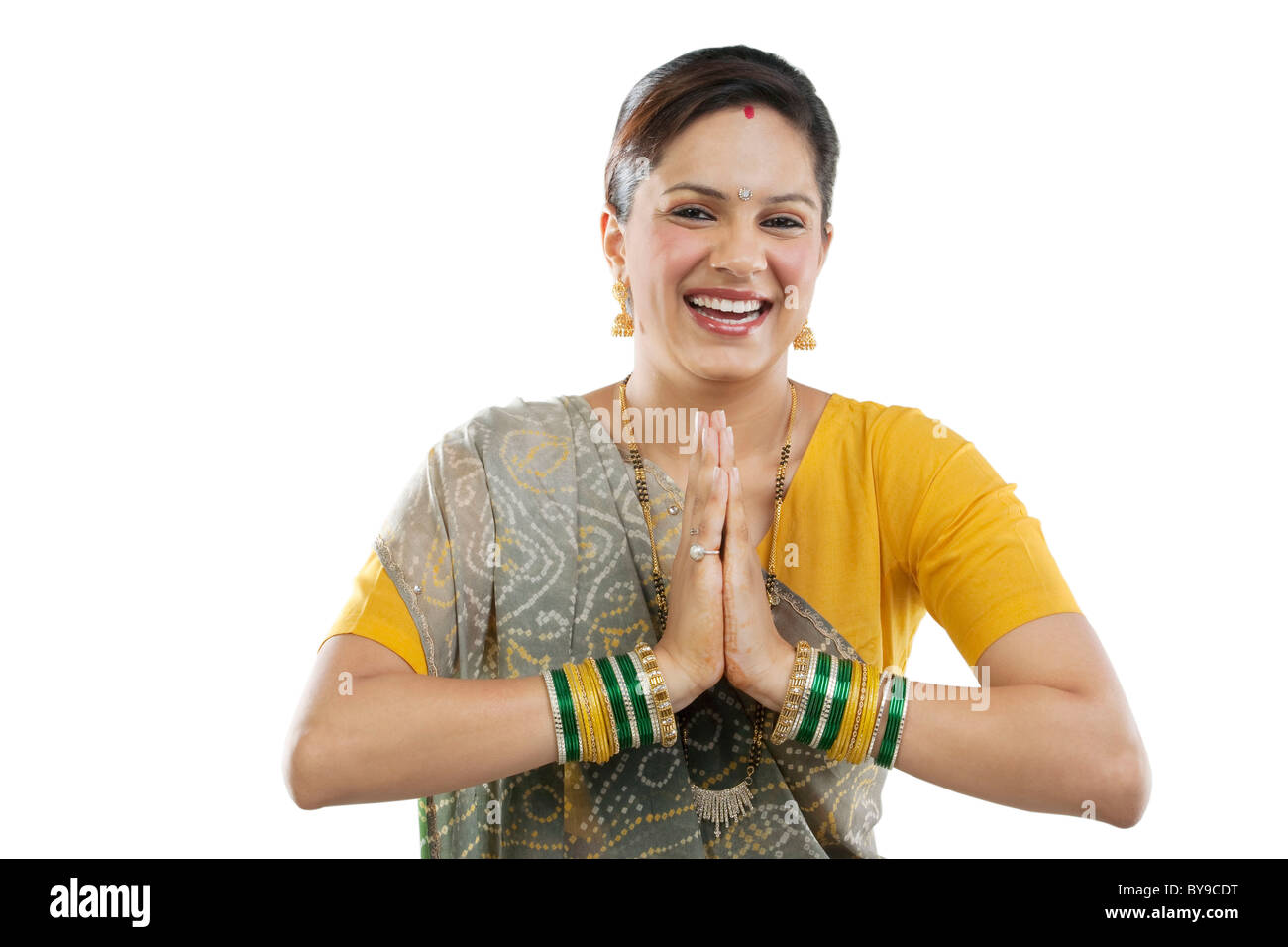 Gujarati woman greeting Stock Photo