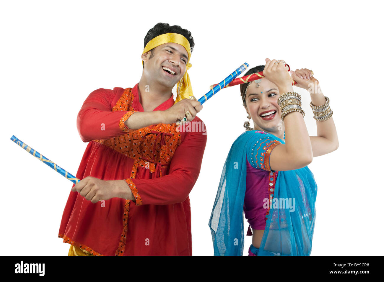 gujarati-couple-performing-dandiya-dance-stock-photo-alamy