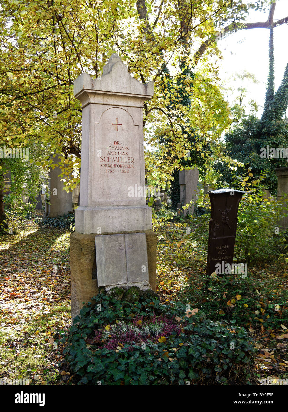 Grave of J. A. Schmeller (1785-1852), Southern Cemetery Munich, Upper Bavaria, Bavaria, Germany, Europe Stock Photo