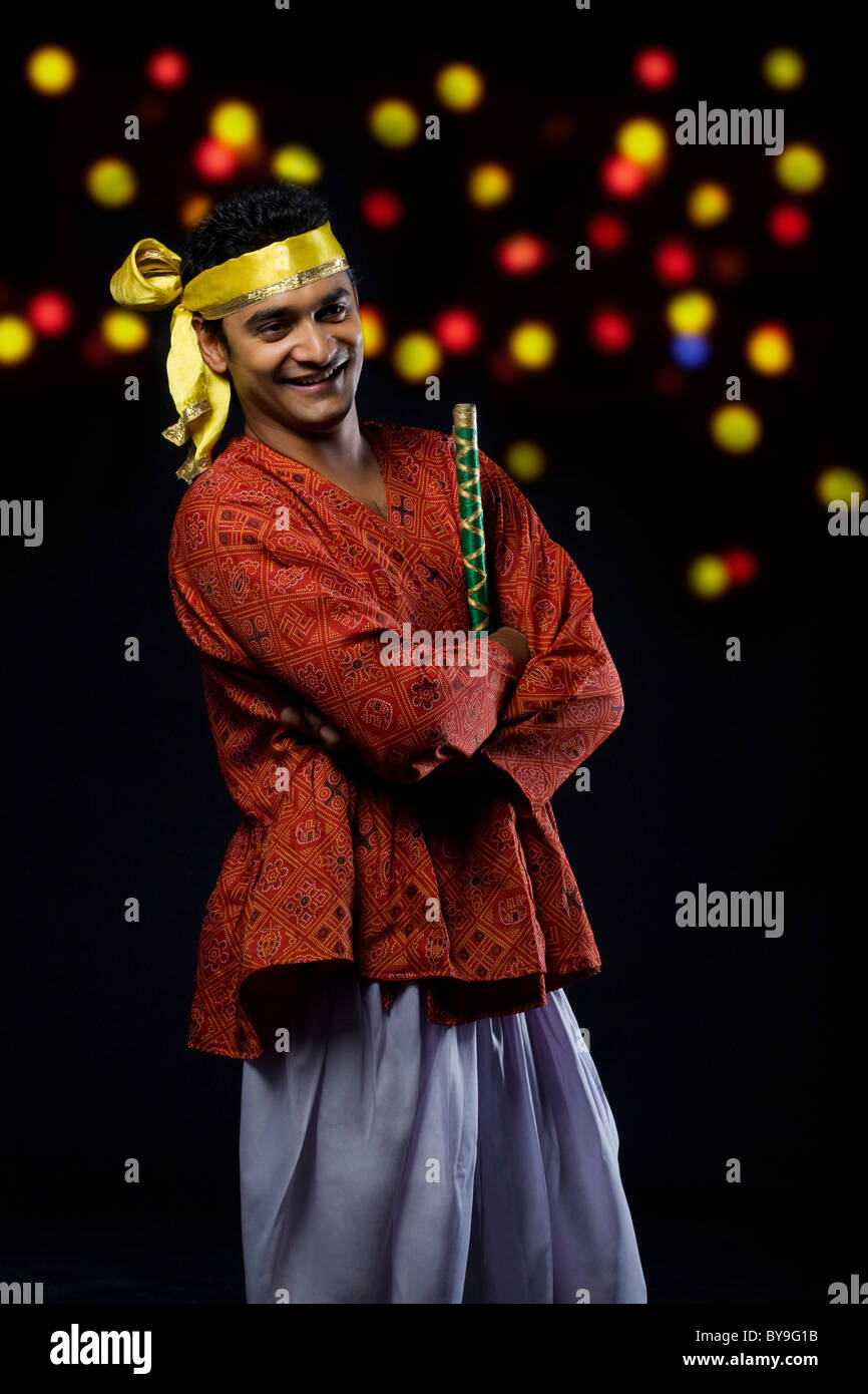 Portrait of a dandiya dancer Stock Photo - Alamy