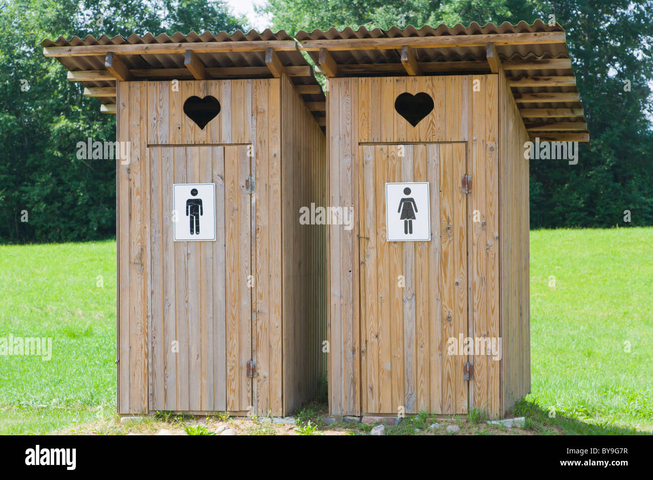 Outdoor toilets, Latvia, Northern Europe Stock Photo - Alamy