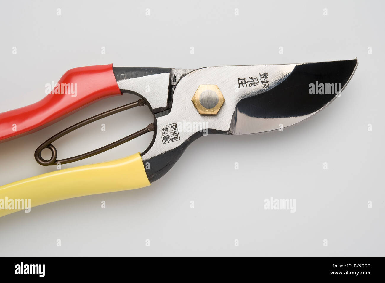 A pair of Tobisho secateurs. These are the finest gardening secateurs made in Japan, sold abroad by the Japanese gardening company Niwaki Stock Photo