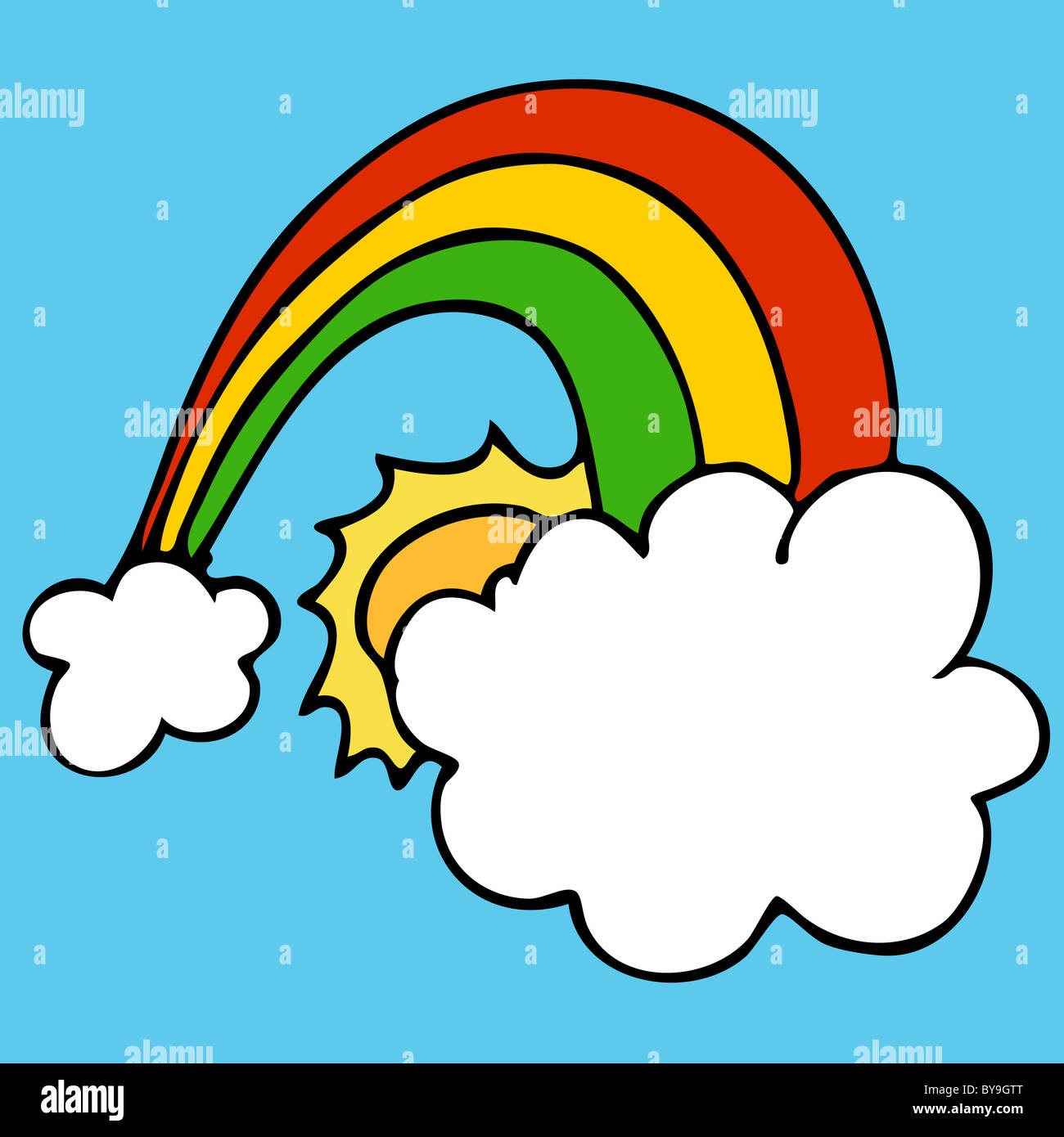 An image of a rainbow with clouds and sun Stock Photo - Alamy