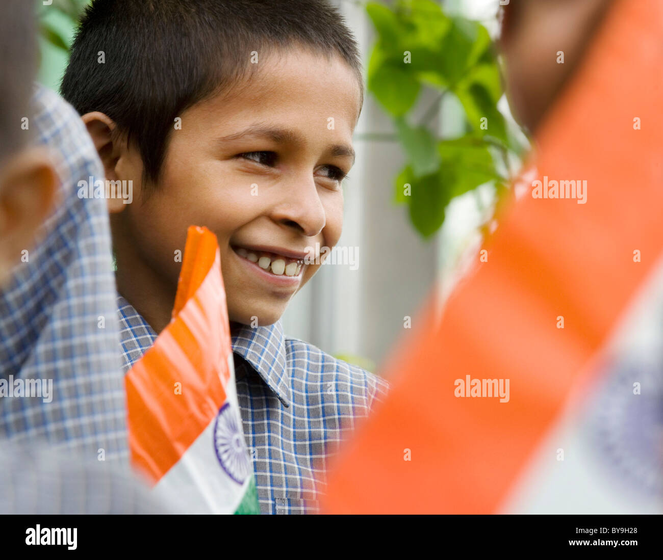 Boy With Indian Flag