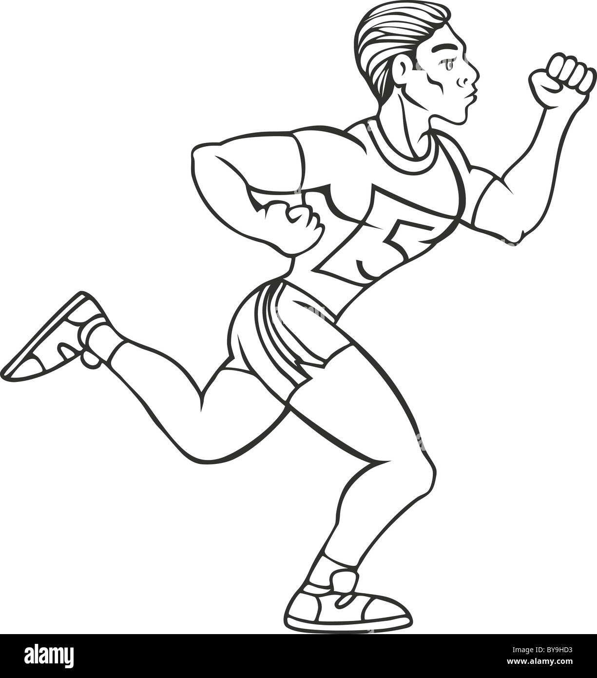 Cartoon drawing of a man running in a race isolated on a white background  Stock Photo - Alamy