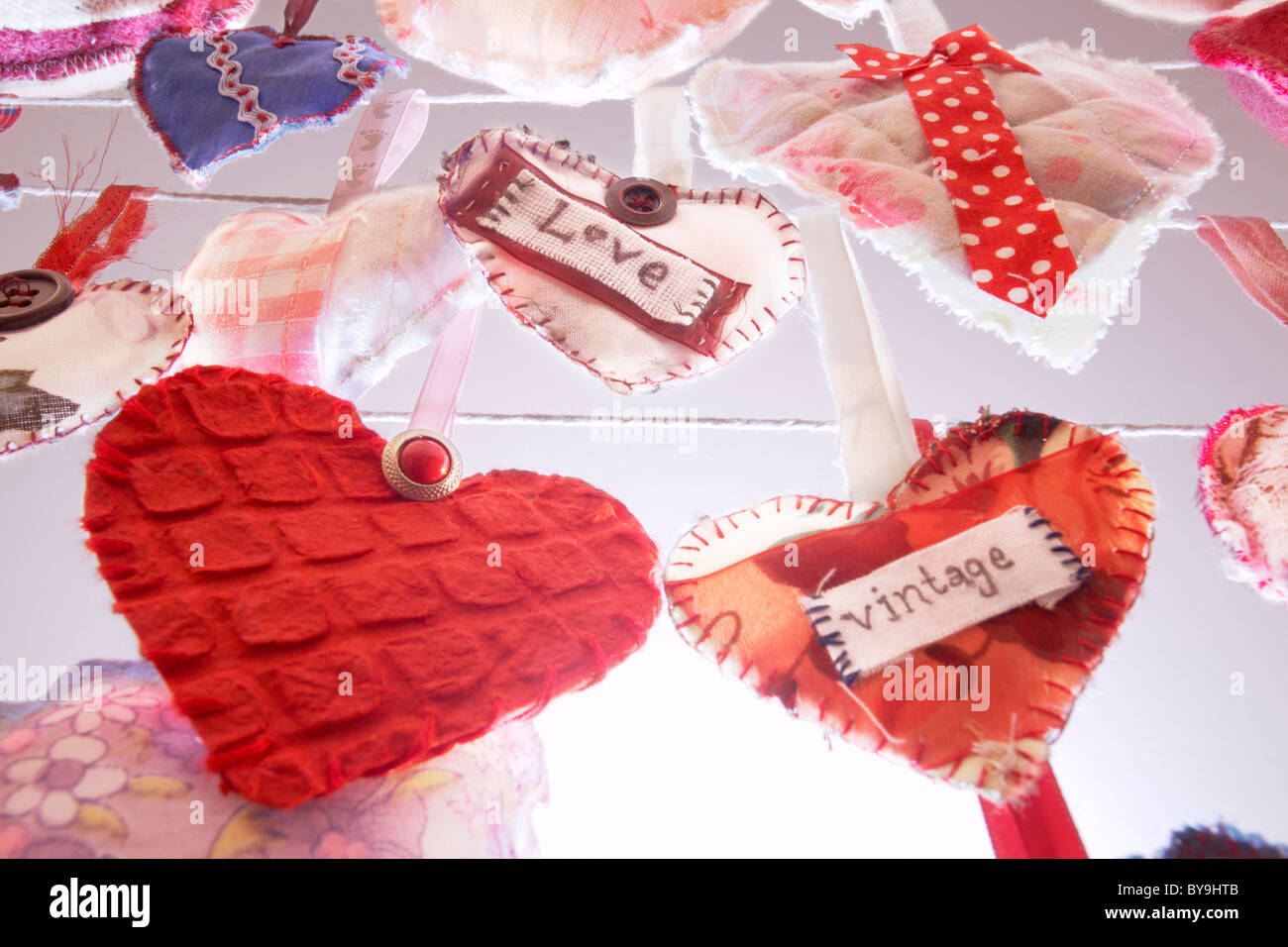 Handmade valentines hearts Stock Photo