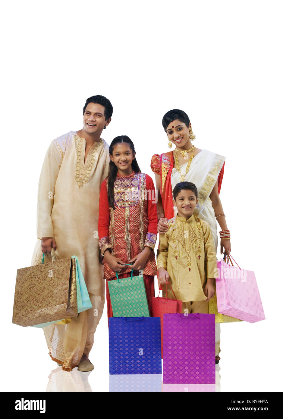 Bengali family with shopping bags Stock Photo Alamy