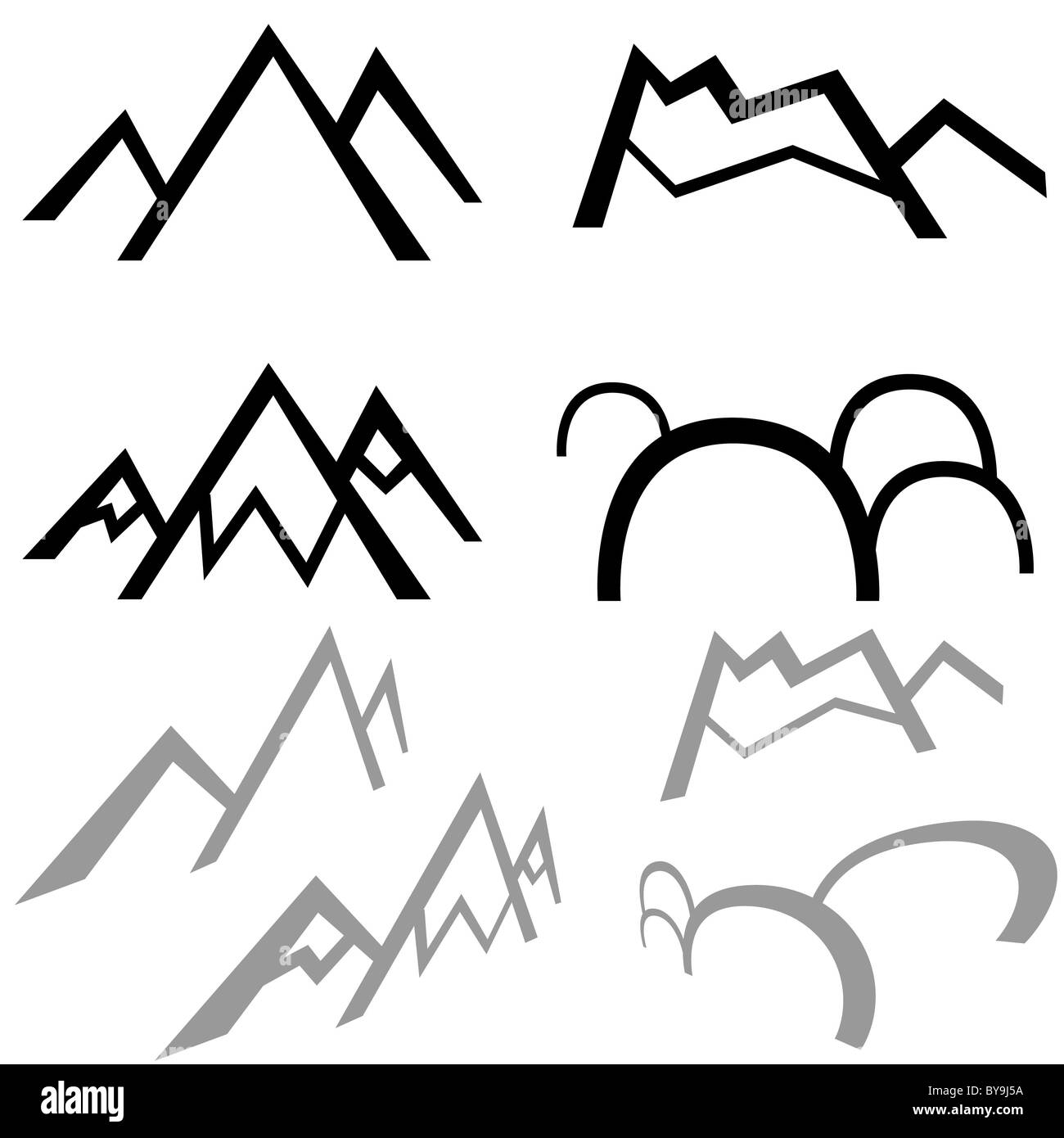 Vector isolated mountains forest and sun in a circle colorless black and  white contour line easy drawing Stock Vector | Adobe Stock