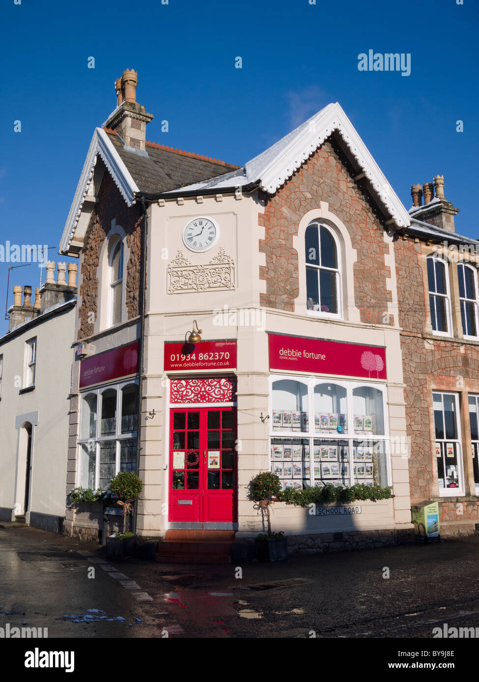 An estate agent on a village high street. Wrington, North Somerset, England Stock Photo Alamy