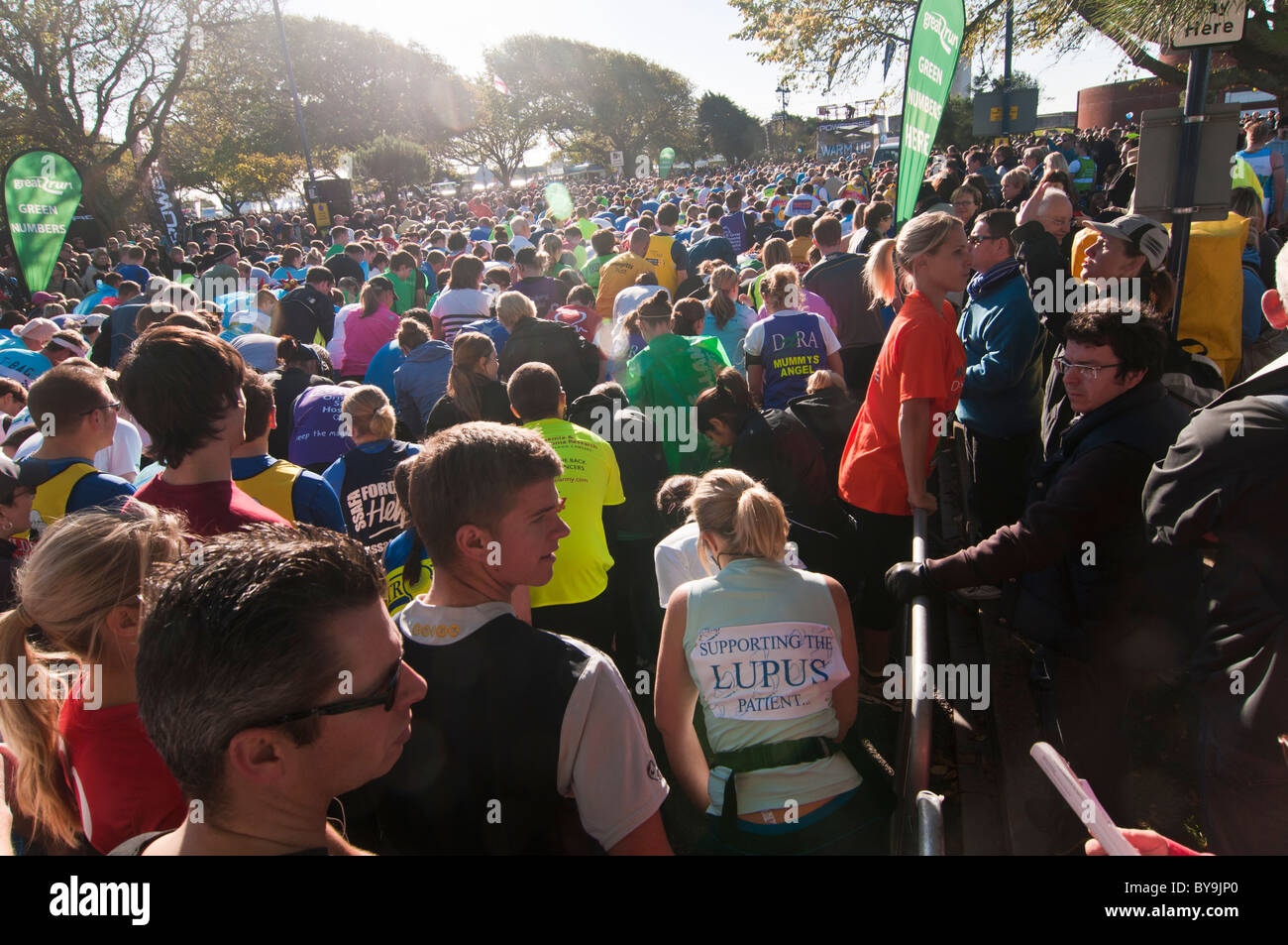 Runners on start line at Great South Run Portsmouth Stock Photo