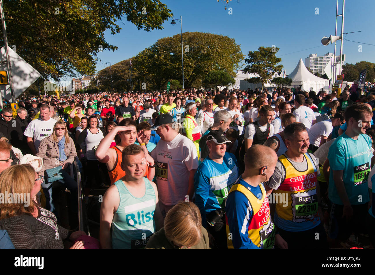 Runners on start line at Great South Run Portsmouth Stock Photo