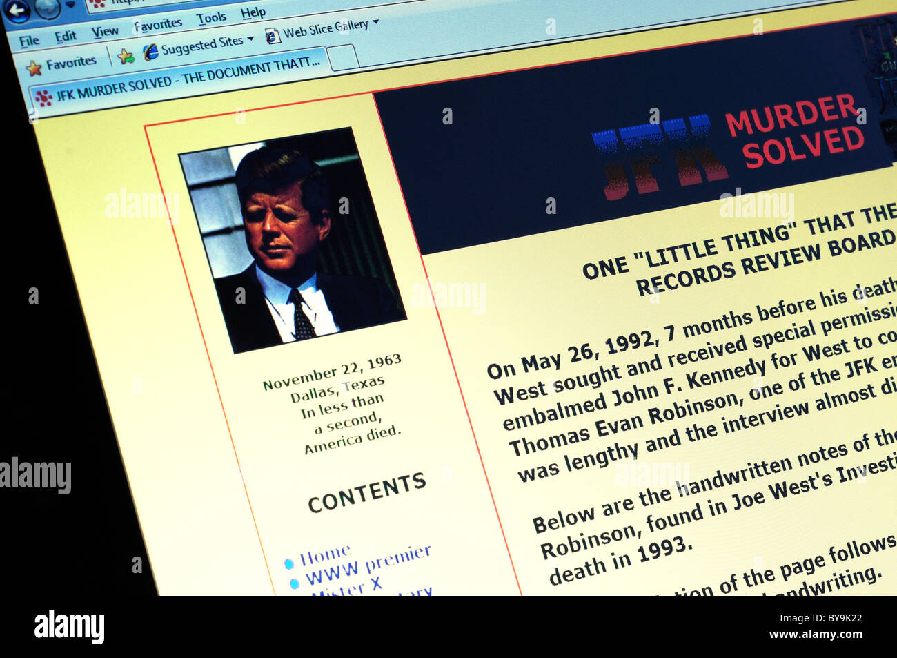 A JFK murder solved website Stock Photo