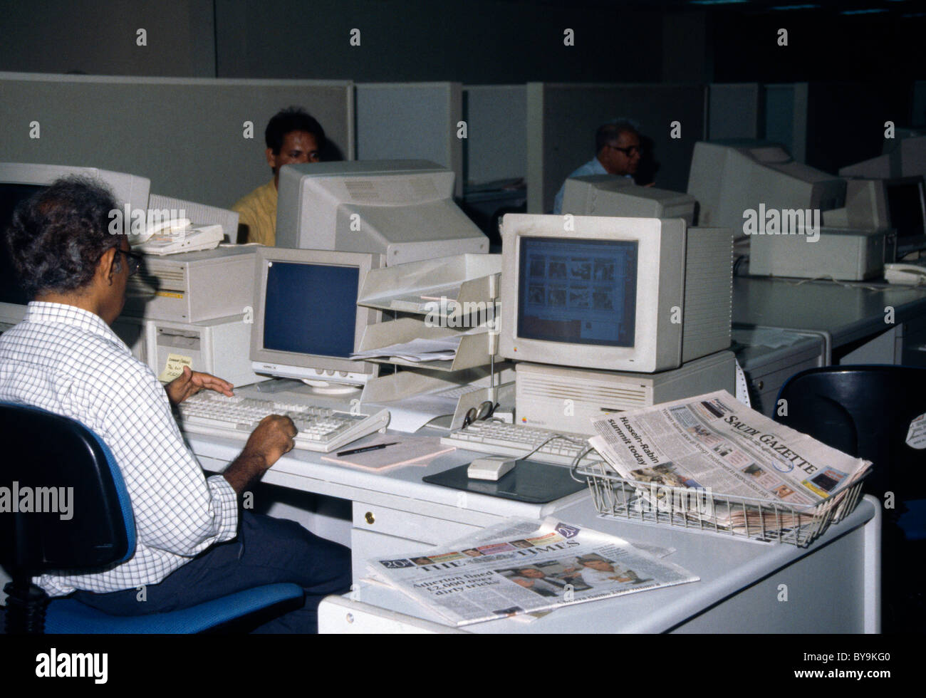 Dubai UAE Khaleej Times Newsroom Personal Computer Stock Photo