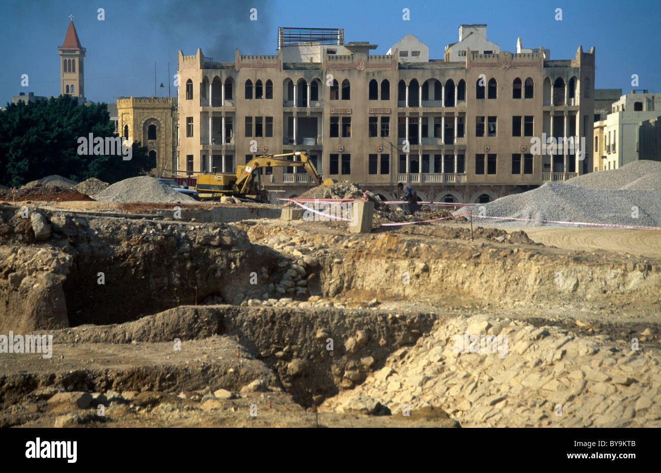 Beirut Lebanon Archaelogical Dig On Building Site Stock Photo