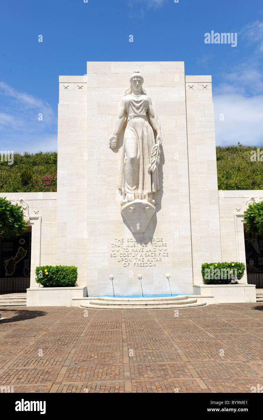Columbia Statue Punchbowl National Memorial Cemetery Honolulu Hawaii Oahu Pacific Ocean Stock
