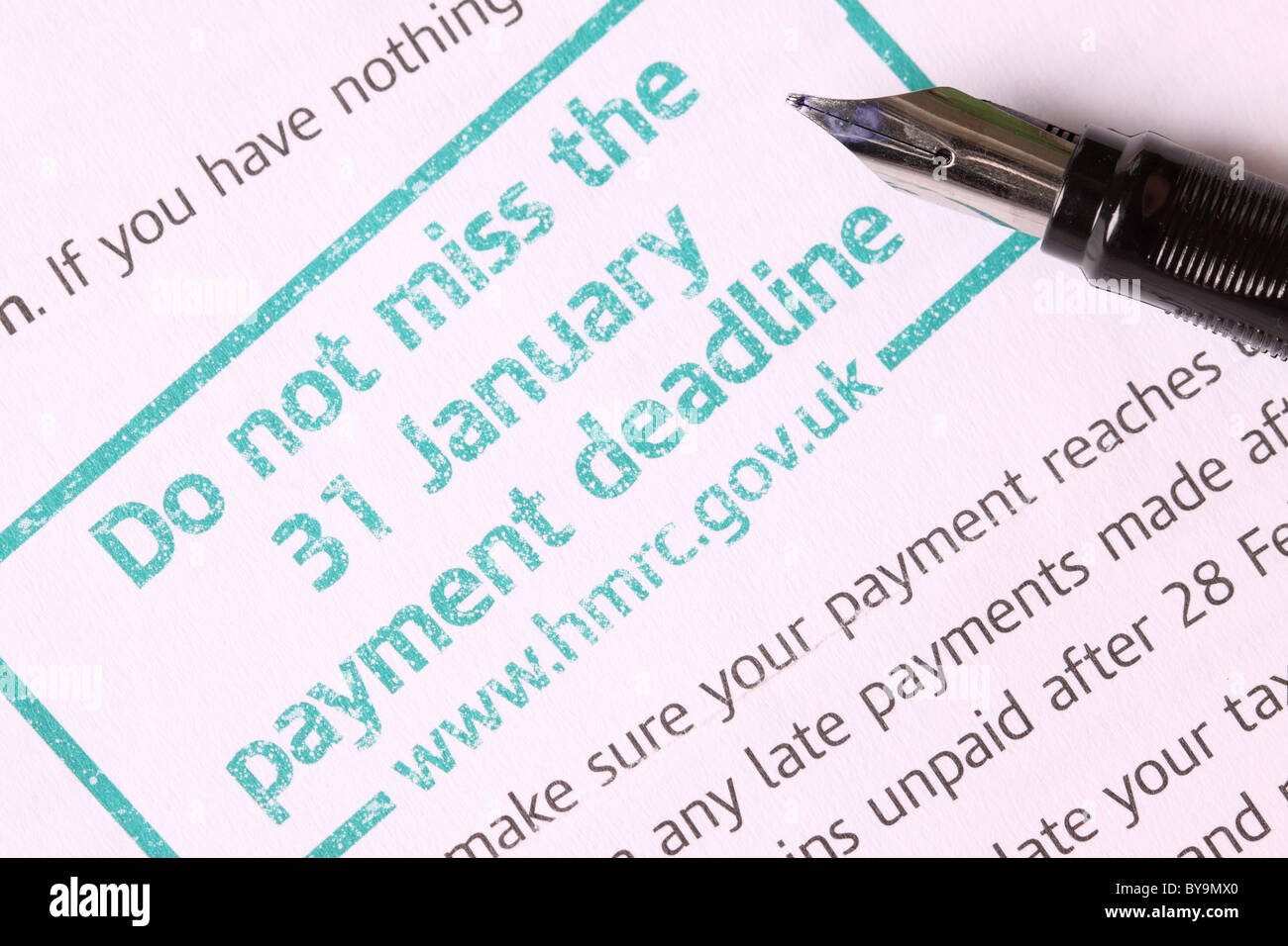 HMRC tax payment deadline 31 st January reminder Stock Photo Alamy