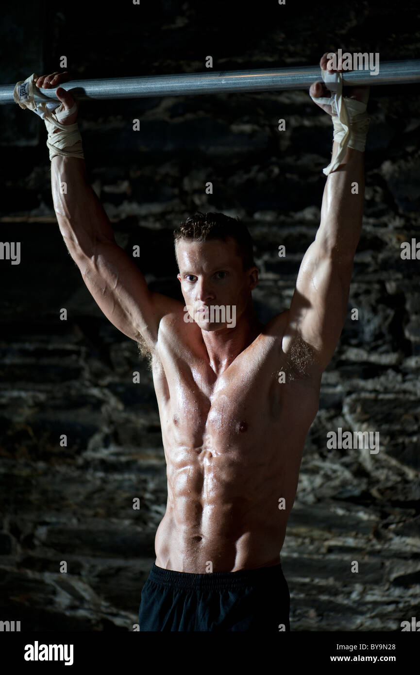 Active Working Man A physically active man preparing to work out and train Stock Photo - Alamy