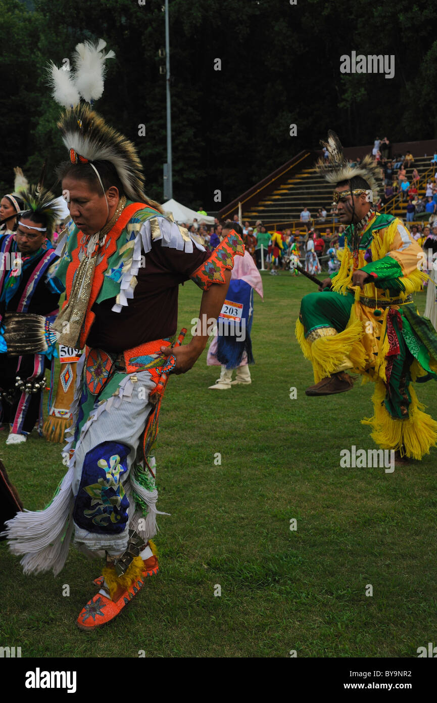 Dancers compete in a dancing competition at the annual Cherokee Pow Wow