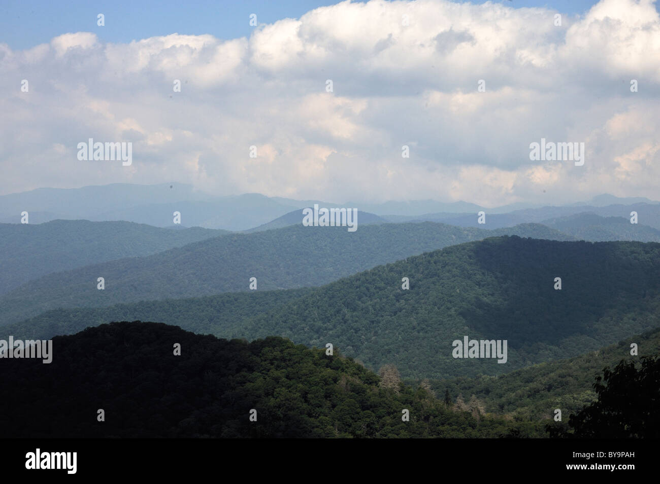 Mountain vistas in the Great Smoky Mountains National Park, North Carolina Stock Photo