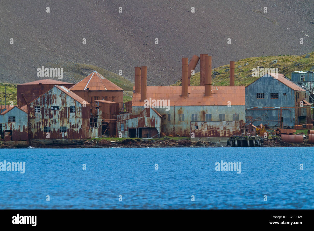 Remains of Leith Whaling Station, South Georgia Stock Photo