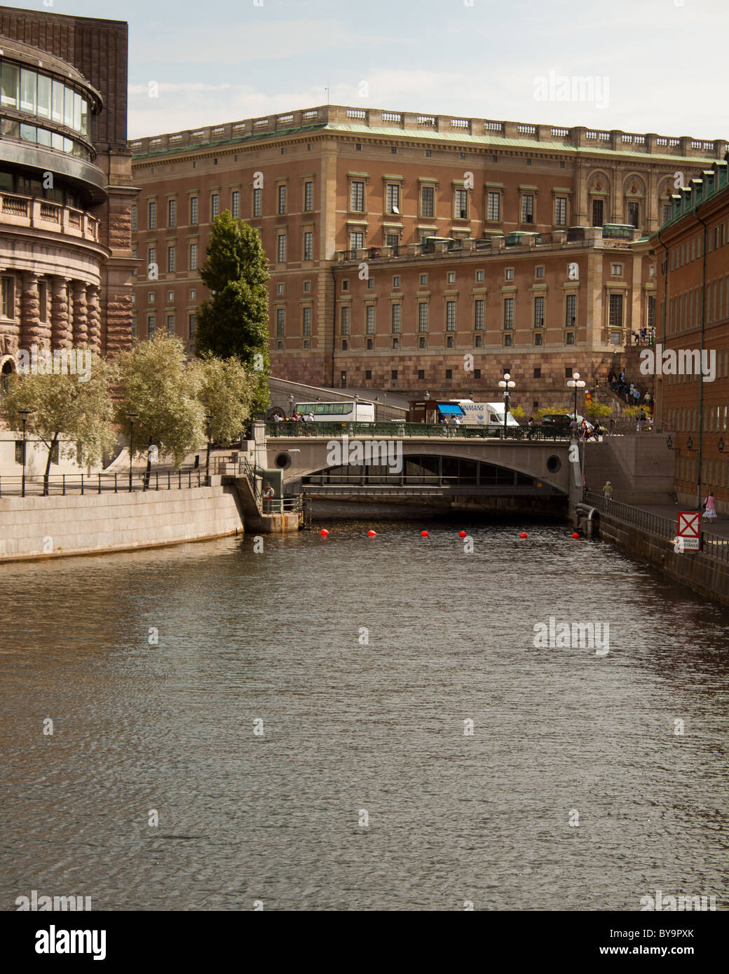Stockholm Strom passing Royal Palace Stock Photo