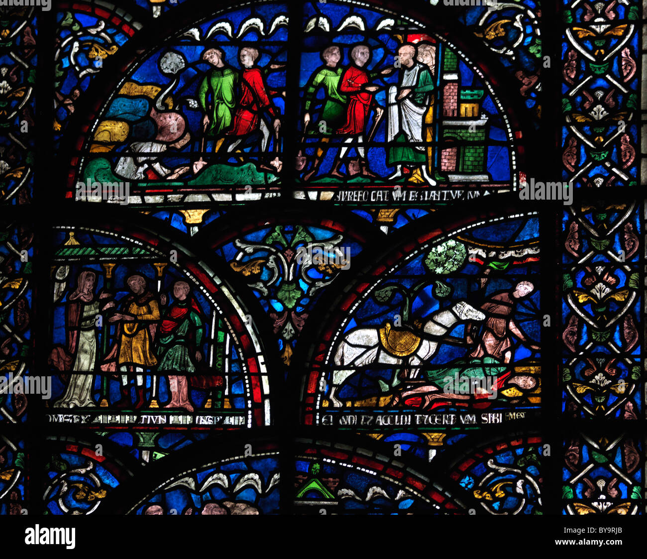 Canterbury Kent England Canterbury Cathedral Stained Glass Window Stock