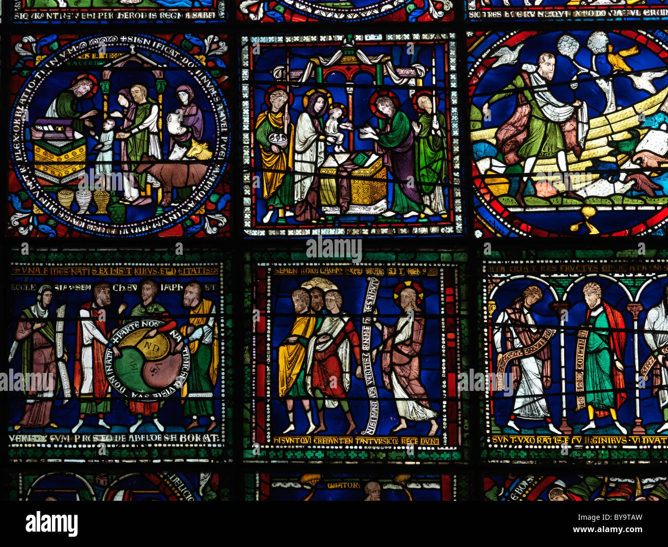 Canterbury Kent England Canterbury Cathedral North Quire Aisle 13th Century Stained Glass Window Stock Photo