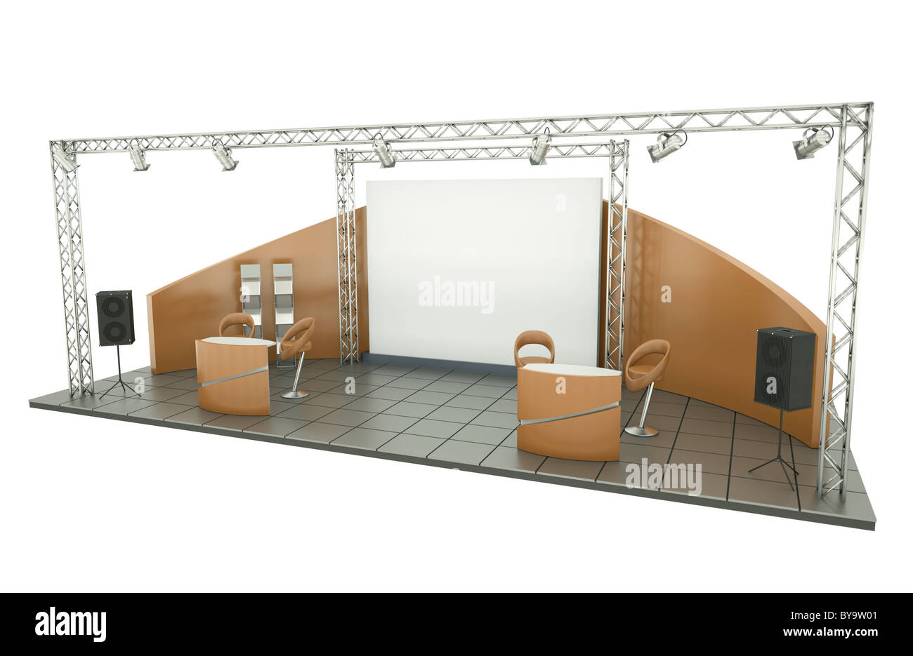 Trade Exhibition Stand. 3D rendered illustration Stock Photo