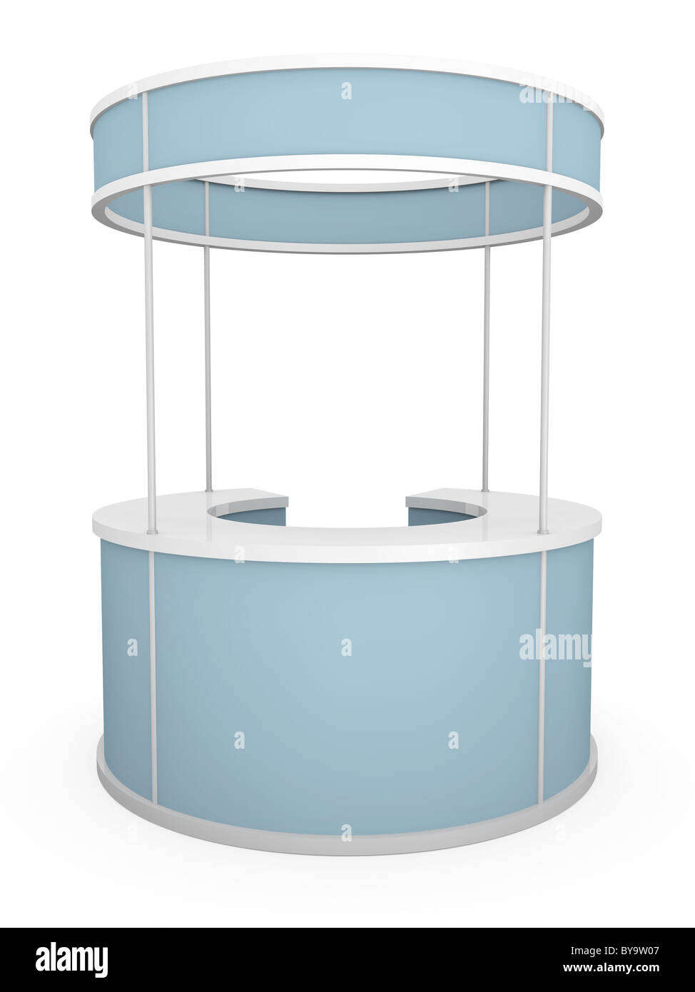 Blue trade stand isolated on a white background. 3D rendered illustration Stock Photo