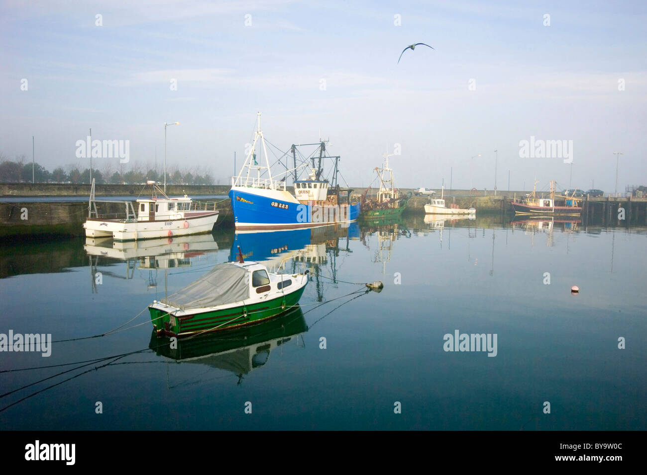 Stranraer Harbour with fishing boats, Wigtownshire Stock Photo