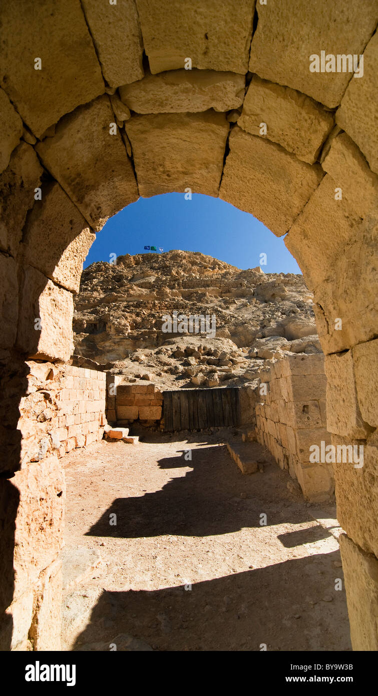 The ruins of the beautiful Nabatean town of Avdat in the Israeli Negev desert. Stock Photo