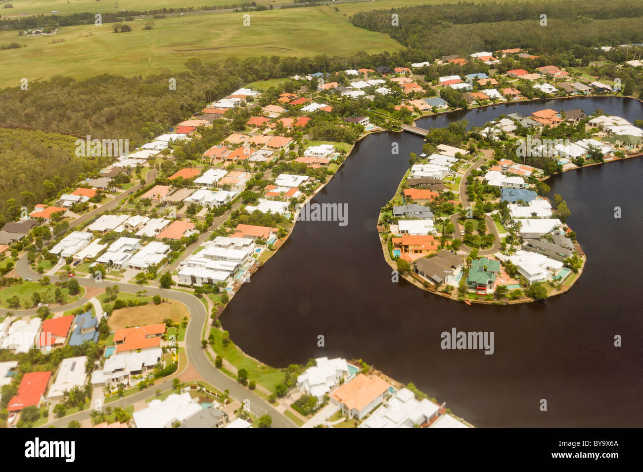 Housing canal development on Queensland's Sunshine Coast, near