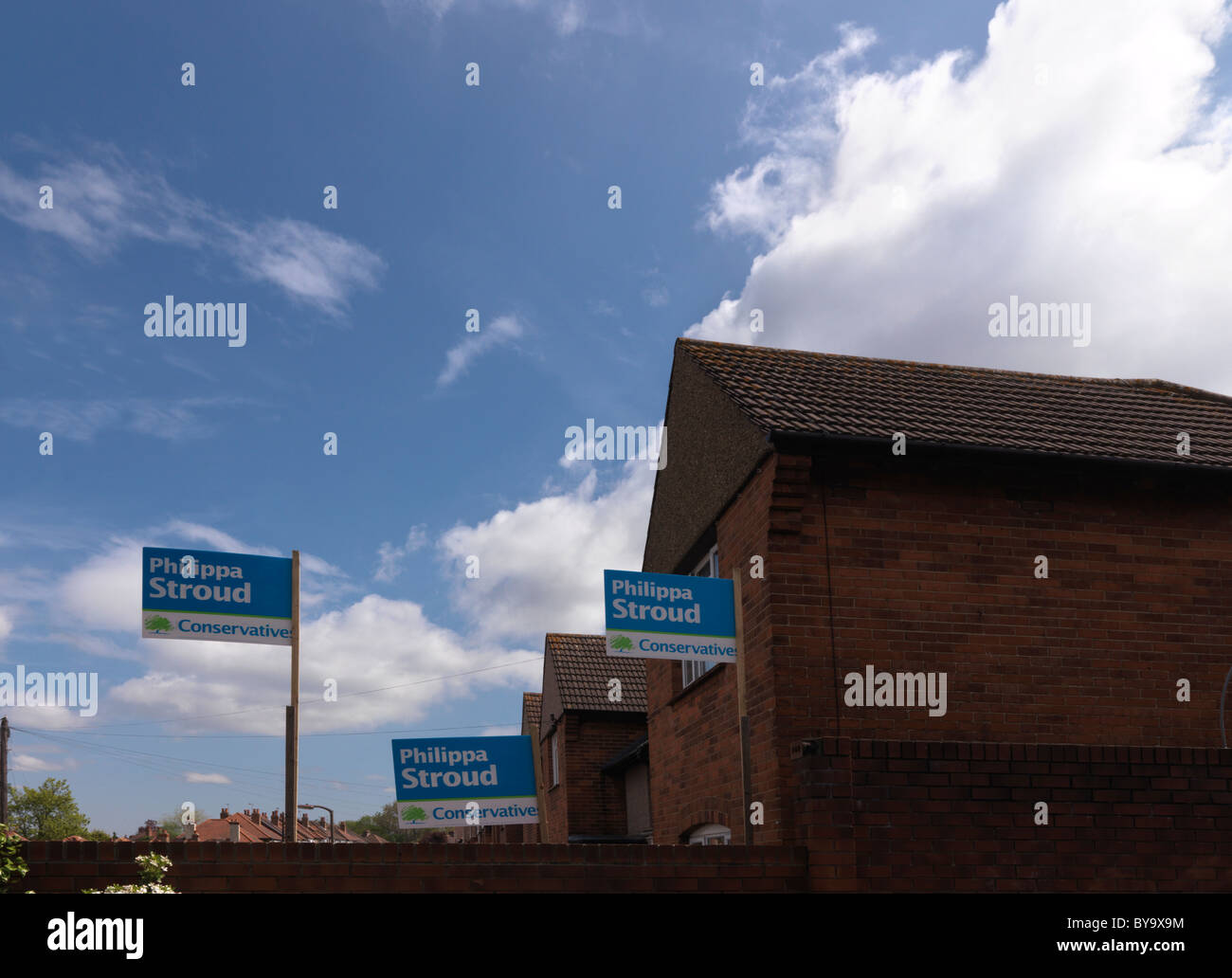 Surrey England Conservative Signs Outside Houses During General Election May 2010 Stock Photo