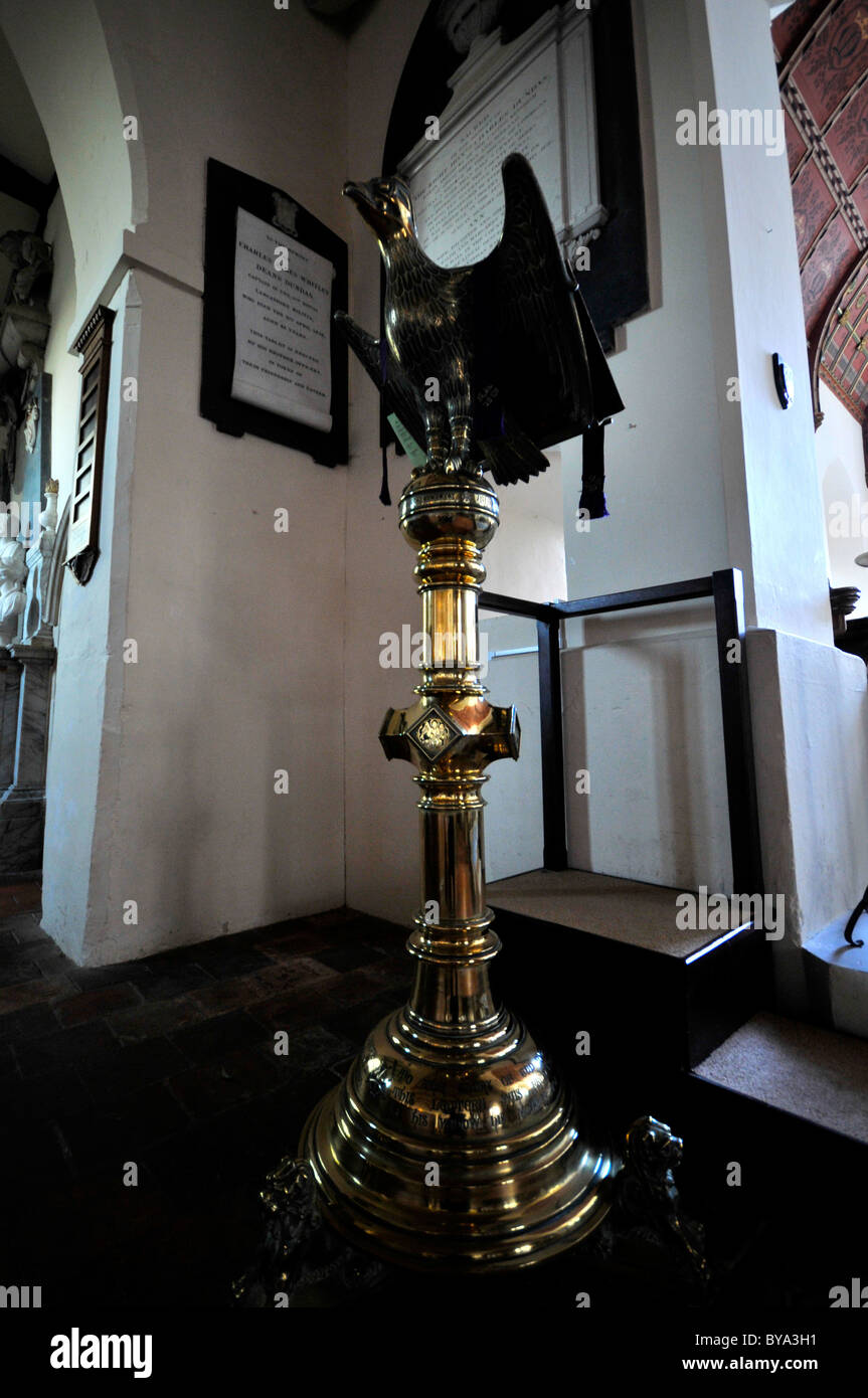 Kintbury Parish Church Interior Berkshire UK Brass Lectern Stock Photo
