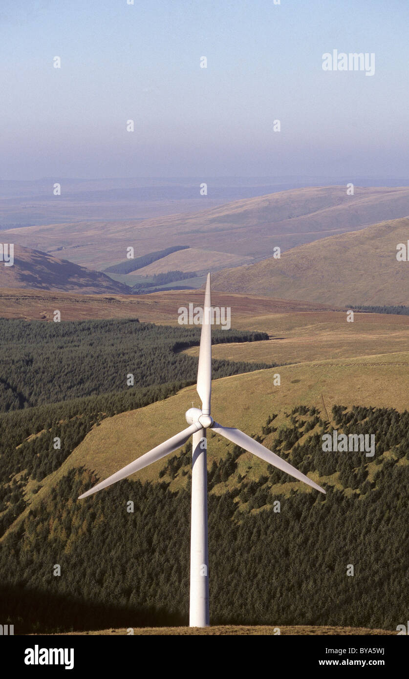 Detail of wind turbine at windy standard carsphairn hills galloway Stock Photo