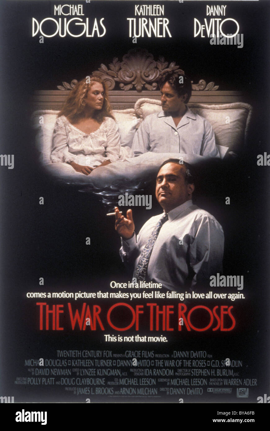 The War of the Roses  Year : 1989 USA Director : Danny De Vito Kathleen Turner, Michael Douglas, Danny DeVito Movie poster (USA) Stock Photo