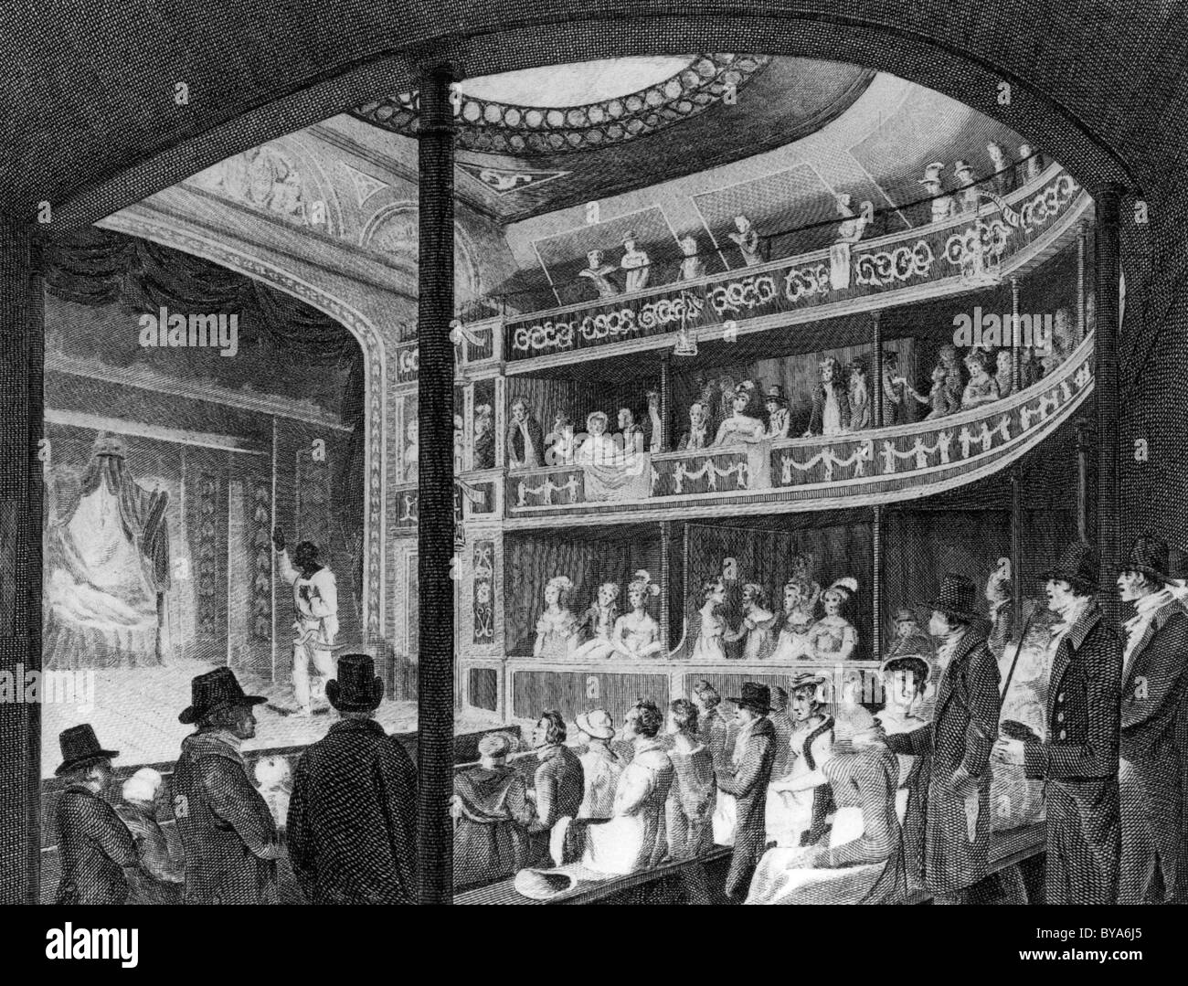 REGENCY THEATRE, Tottenham Street, London in 1819 during a production of Othello Stock Photo