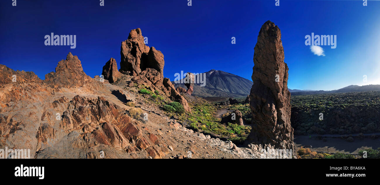Roques de Garcia, Mount Teide, or Pico del Teide, Tenerife, Canary Islands, Spain, Europe Stock Photo