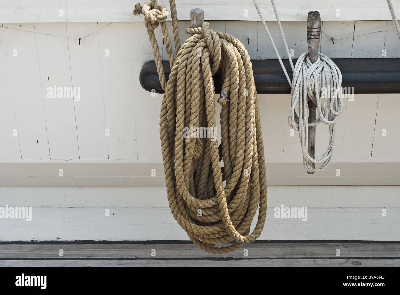Rigging of the Historic Sailing Ship USS Constellation Stock Photo