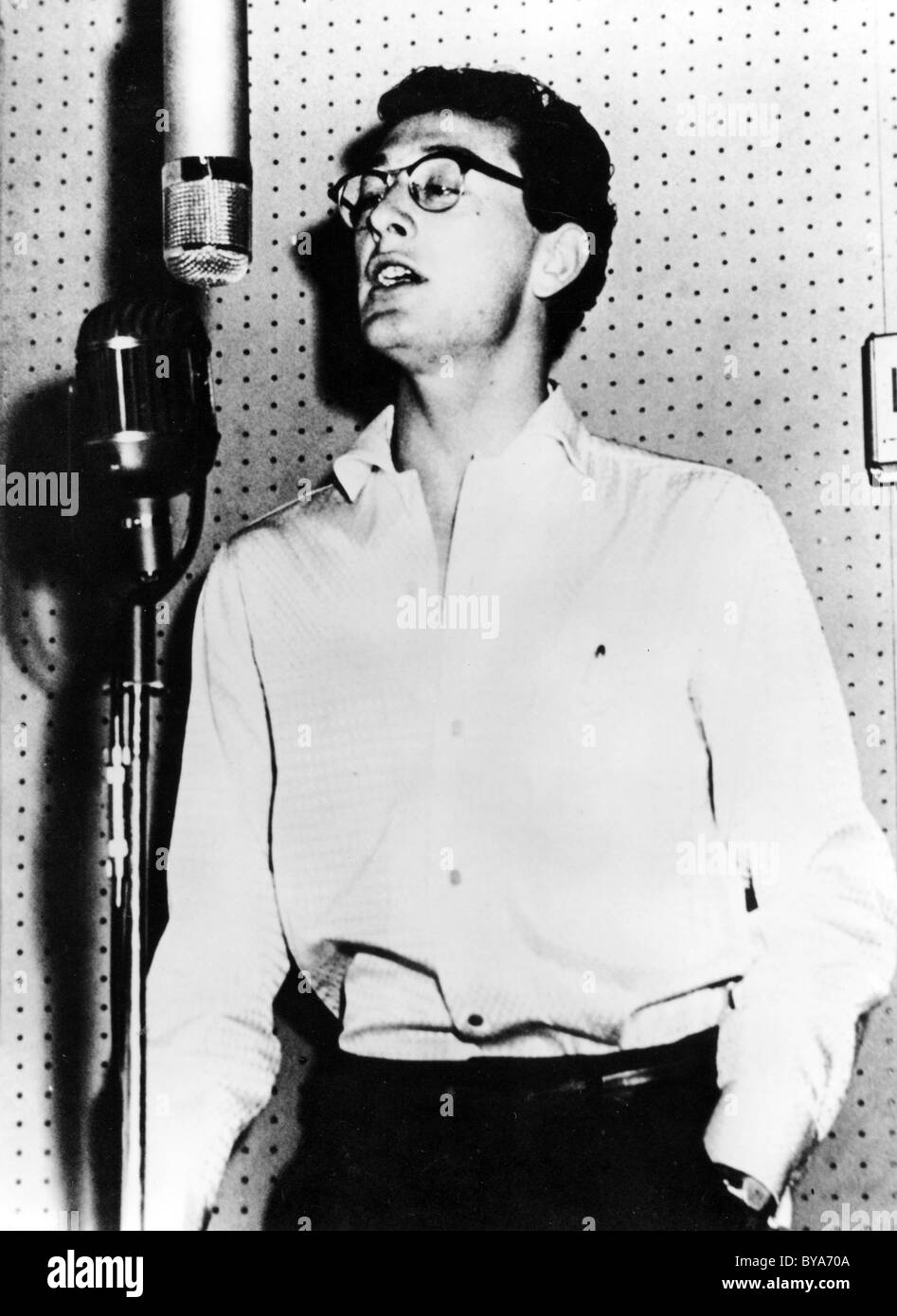 BUDDY HOLLY (1936-1959) US pop musician about 1958 Stock Photo