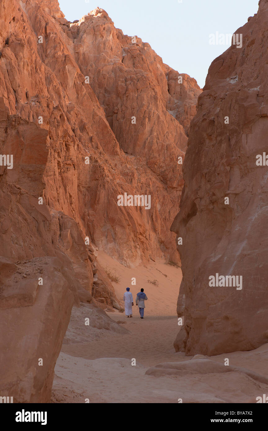 Hiking through the White Canyon, panorama, Sinai, Egypt, North Africa Stock Photo